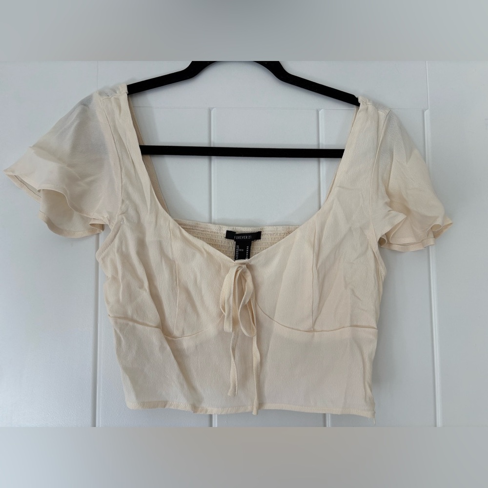 Forever 21 Beige Tie-Front Top